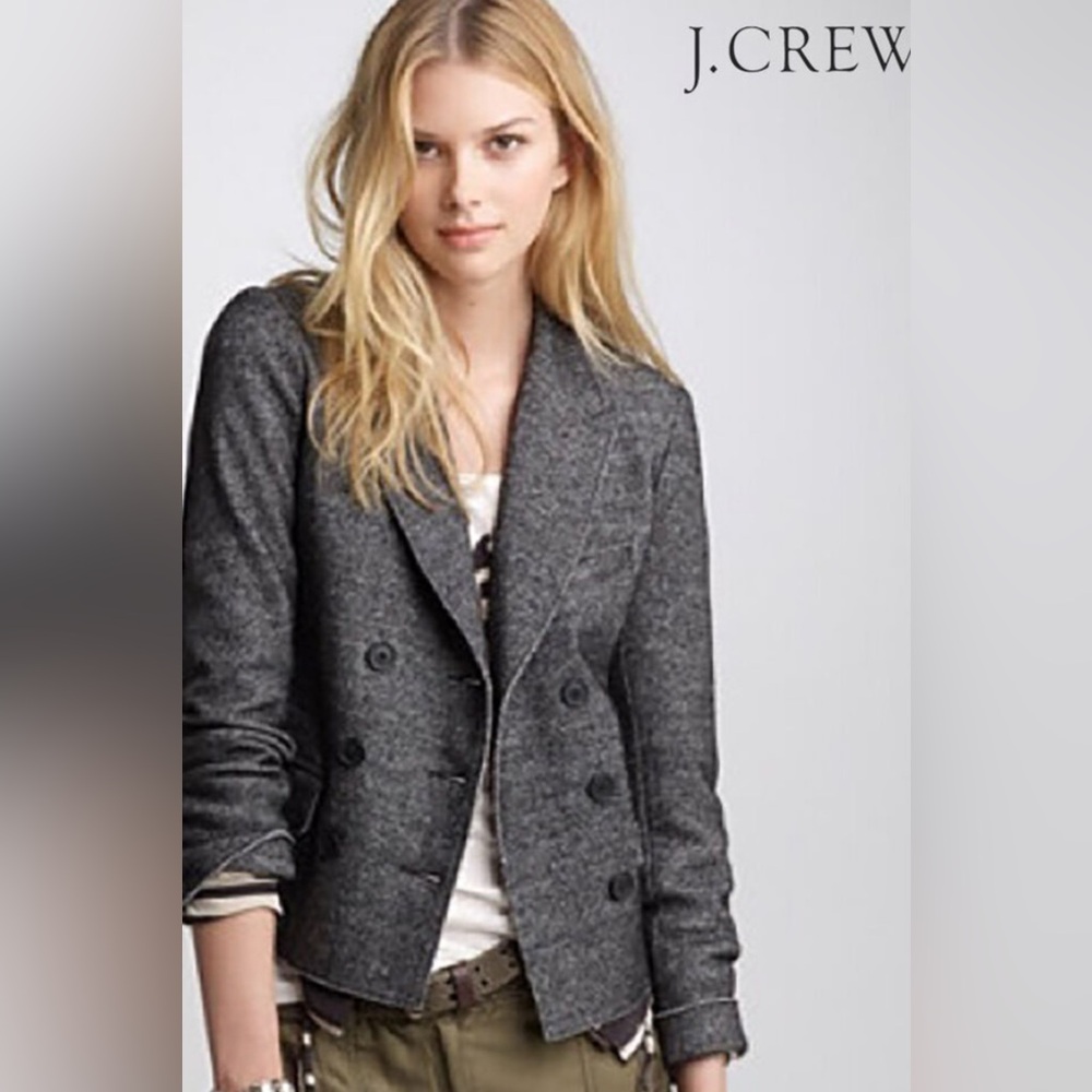 JCrew Marled Cropped Double Breasted Blazer 4